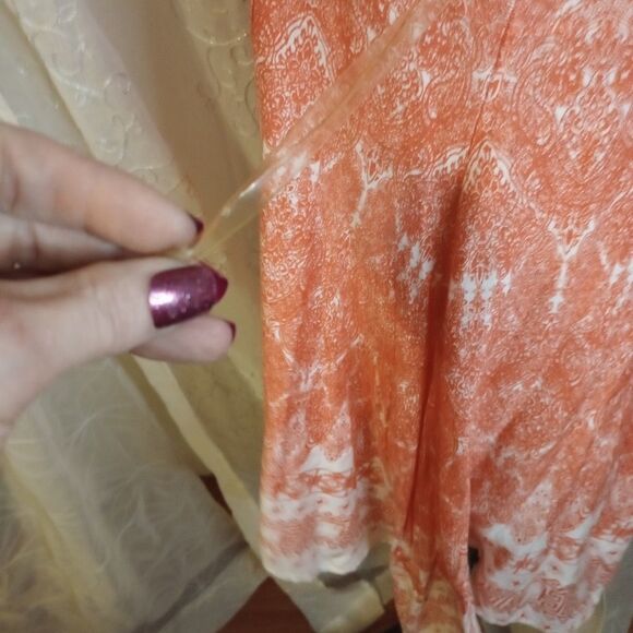KHALSA Creations orange and white printed tunic tank top sz medium - Picture 4 of 9